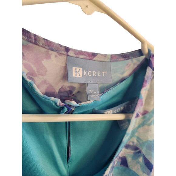 Vintage Koret Floral Sheer One Button Blouse With Matching Tank 20W - Picture 4 of 5